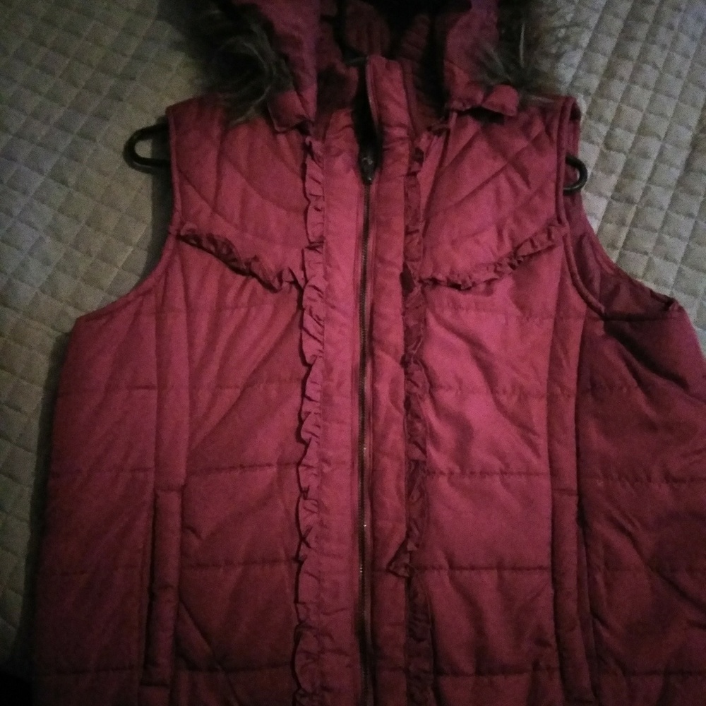 Red hooded vest